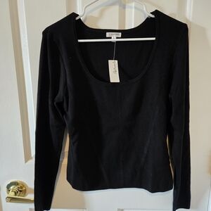 Signature Black Scoop Neck Blouse